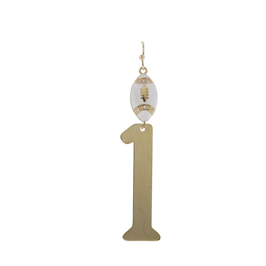 Build Your Players Team Number White Enamel Football with Number 1 Earring