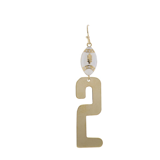 Build Your Players Team Number White Enamel Football with Number 2 Earring
