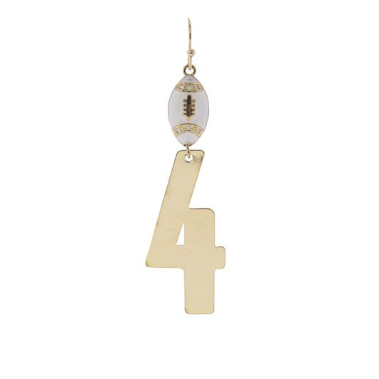 Build Your Players Team Number White Enamel Football with Number 4 Earring