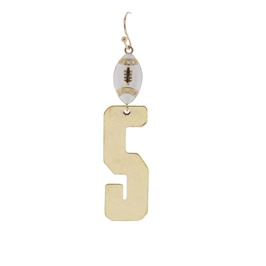 Build Your Players Team Number White Enamel Football with Number 5 Earring