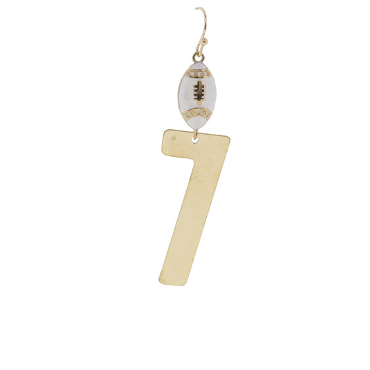 Build Your Players Team Number White Enamel Football with Number 7 Earring