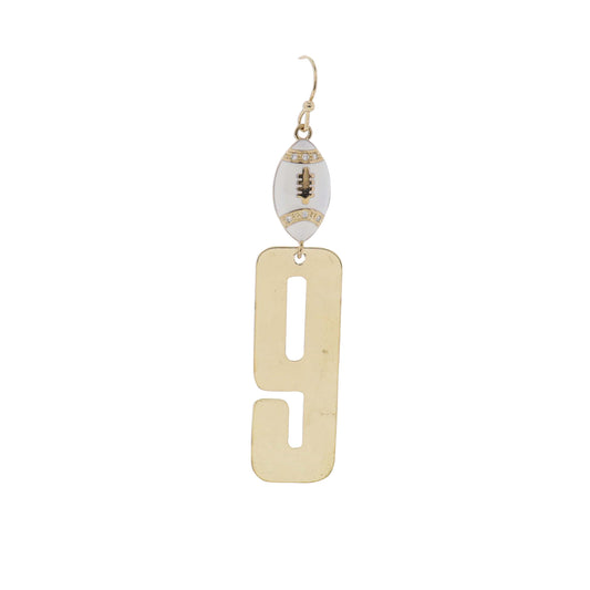 Build Your Players Team Number White Enamel Football with Number 9 Earring
