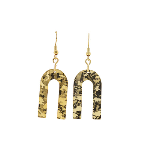 18K Gold Plated Gold Hammered Arch Earrings