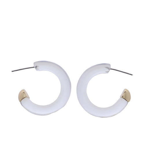 Gold, Clear Hoop Earrings with Gold Ends