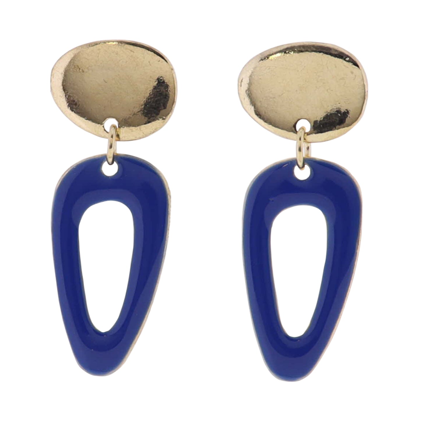 Royal, Gold Enamel Freeform Gold Oval with Royal Open Shape Earring