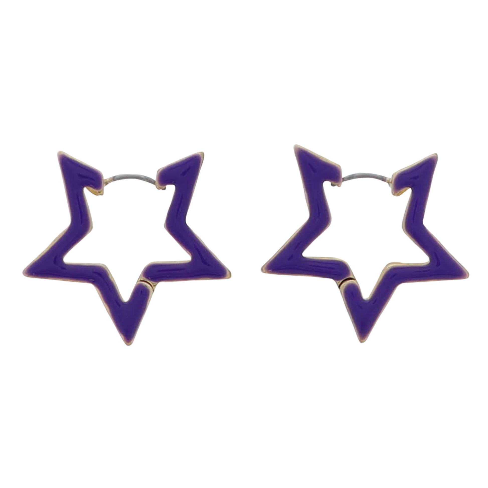 Purple, Gold Enamel Star Earring