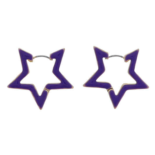 Purple, Gold Enamel Star Earring