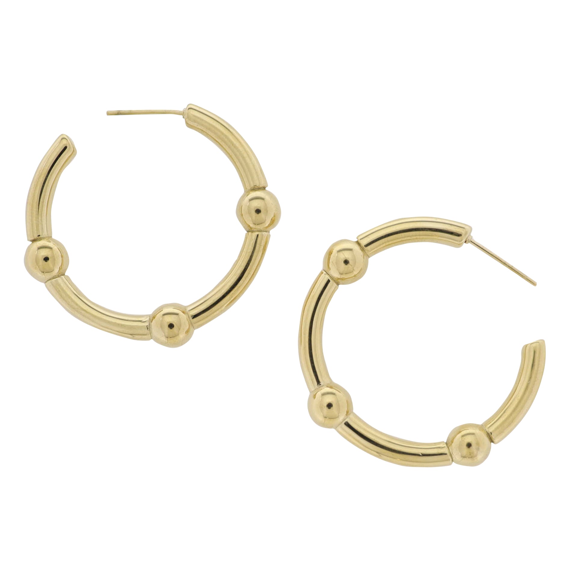 18K Gold Plated Hoop with Round Accents Earrings