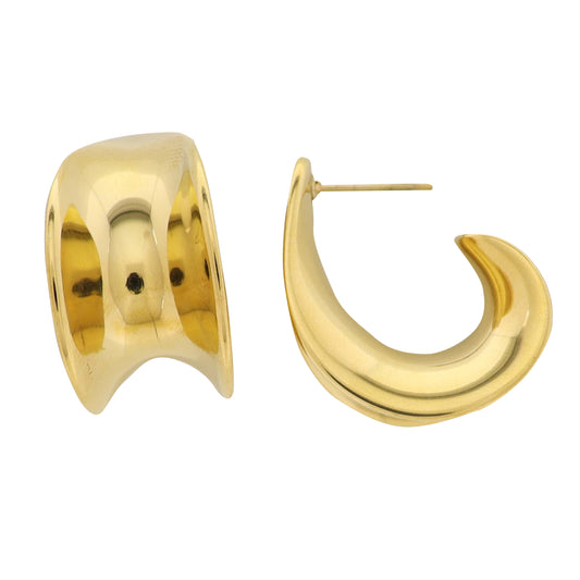 18K Gold Plated Indented Partial Hoop Earrings