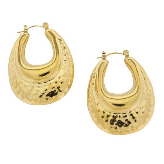 18K Gold Plated Hammered Teardrop Earrings
