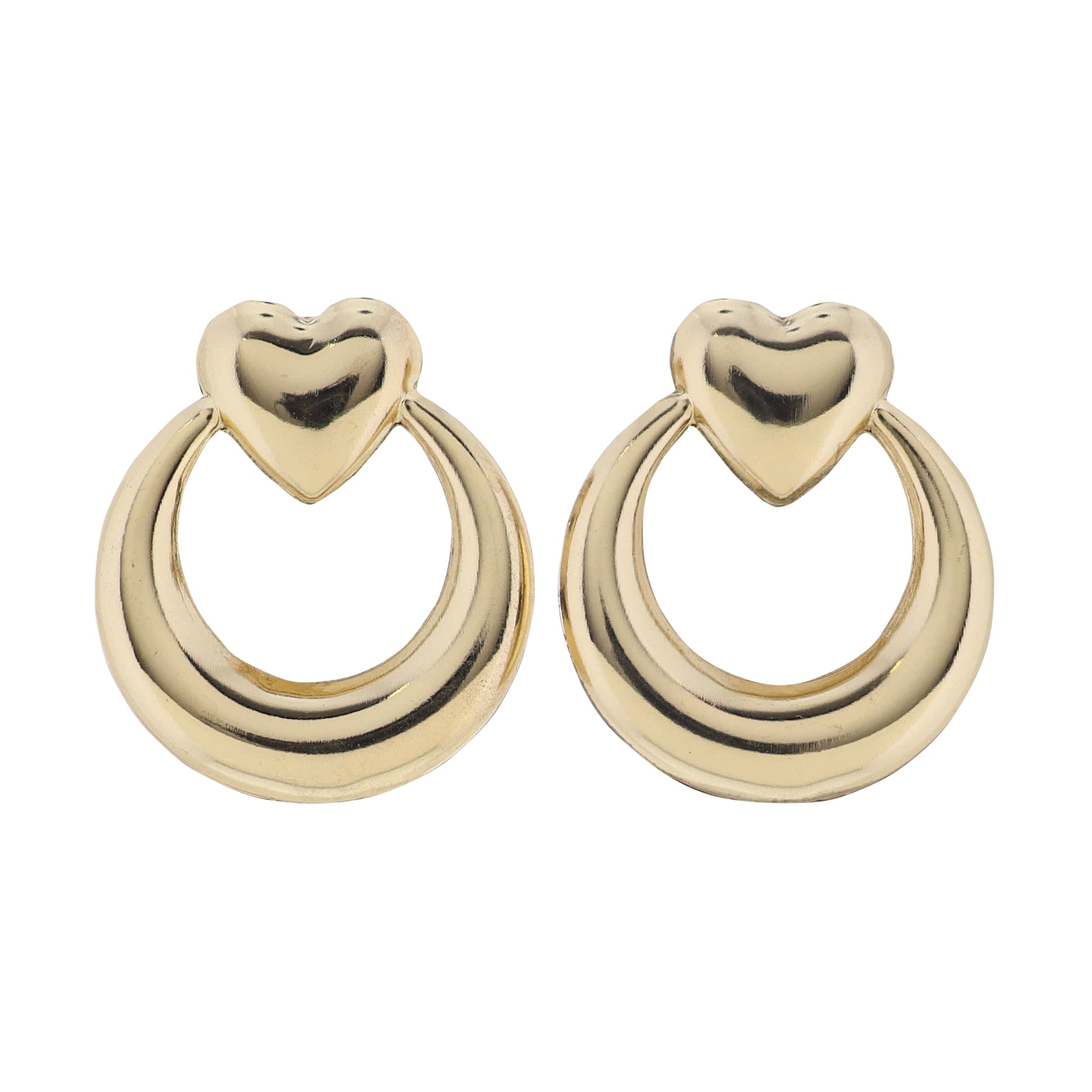 Gold Heart Earring with Gold Open Circle