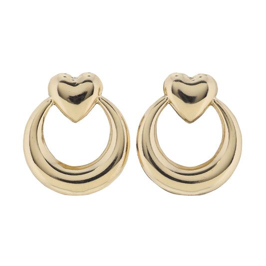 Gold Heart Earring with Gold Open Circle