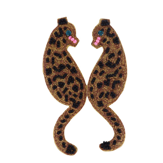 Multi Brown Beaded Leopard Earring
