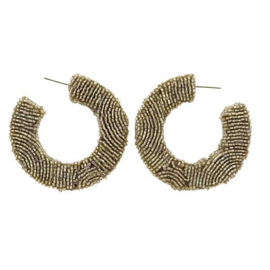 Gold Beaded Hoop Earring
