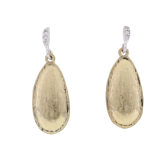 Gold Teardrop Earring with Silver Crystal Threader