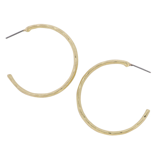 Gold Hammered Hoop Earring