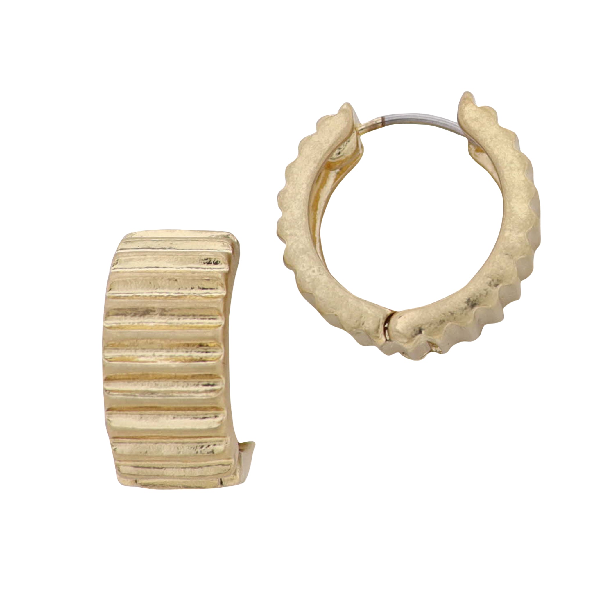 Gold Thick Lined Hoop Earring