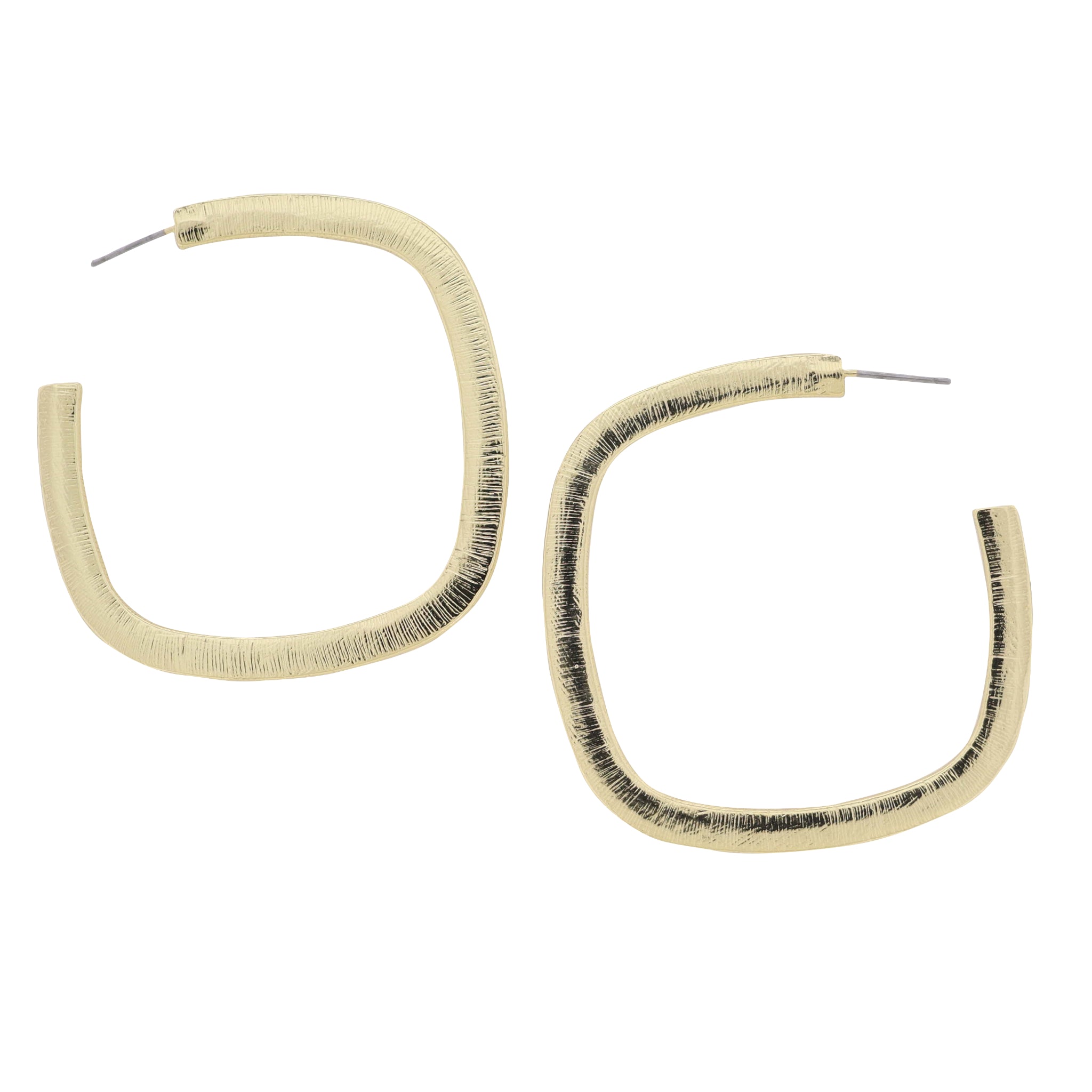 18K Gold Plated Textured Square Hoop Earring