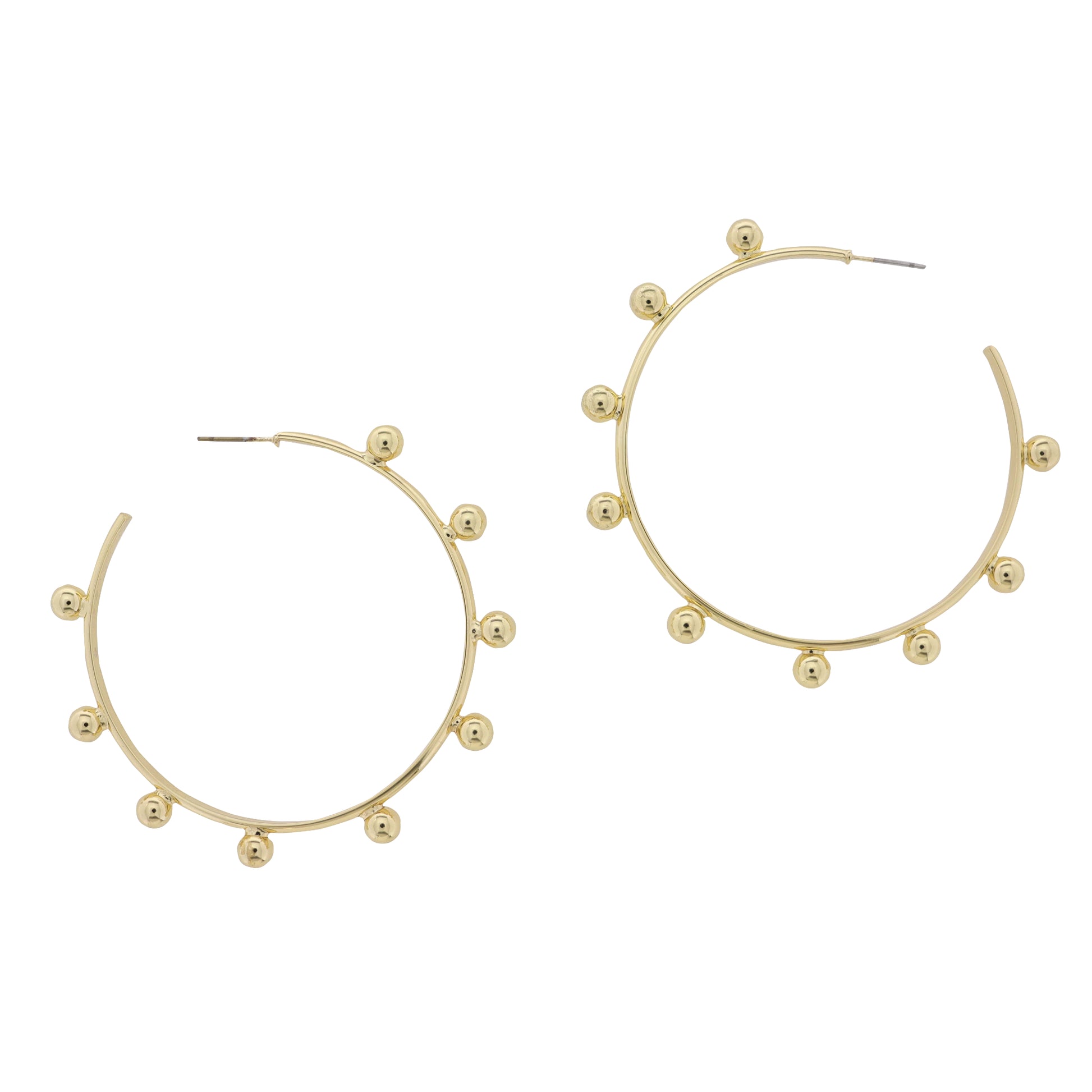 18K Gold Plated Large Hoop Earring with Bubble Accents