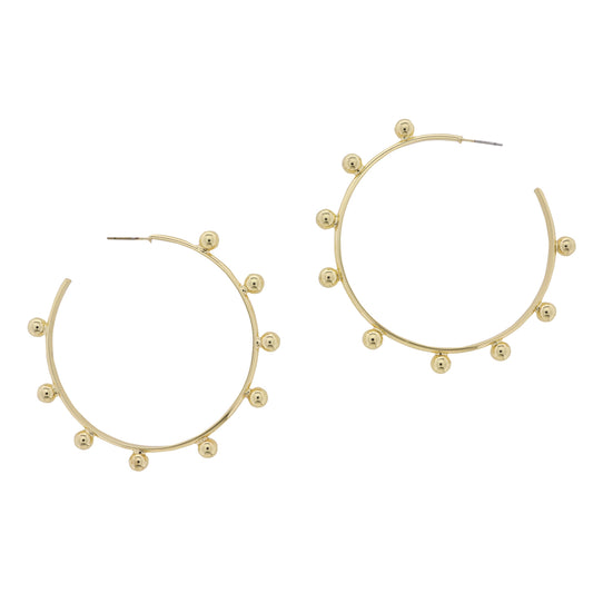 18K Gold Plated Large Hoop Earring with Bubble Accents