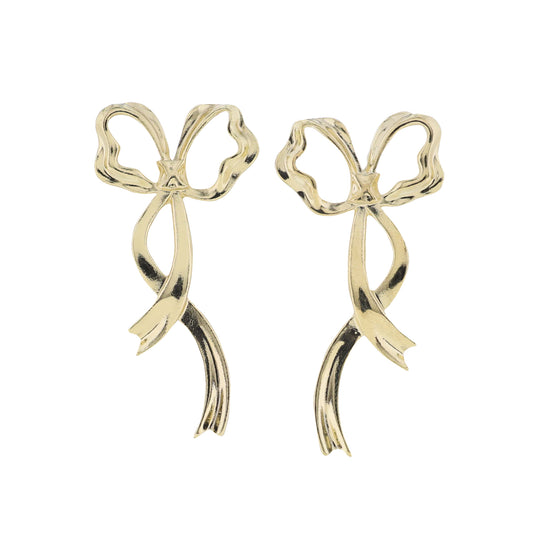 Gold Flowing Bow Earring