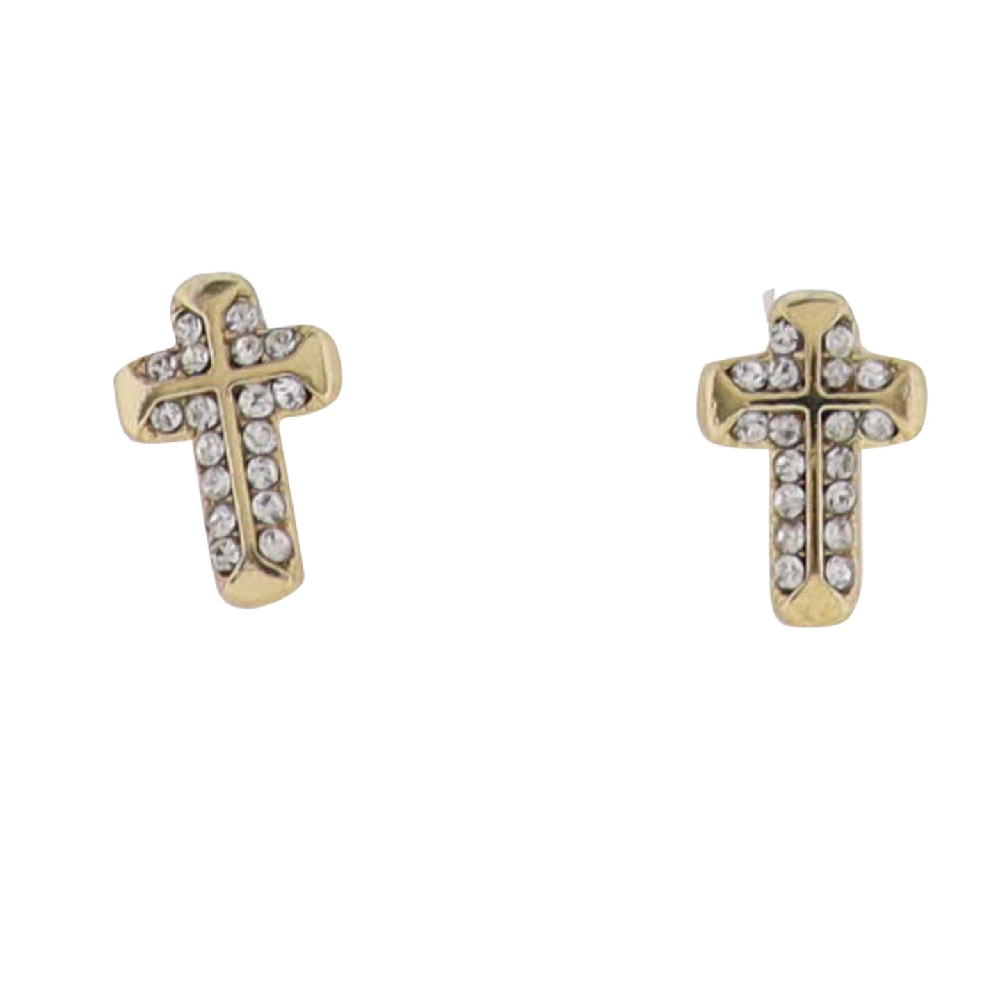 Gold Cross Earring wtih Clear Crystals