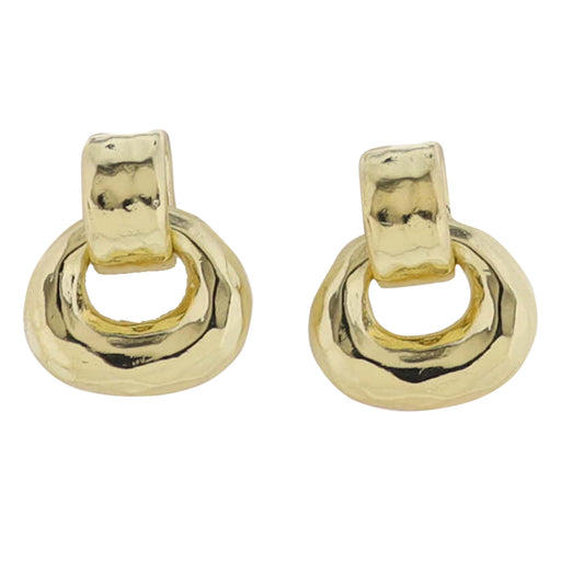 Gold Hammered Hoop Hanging on Hoop Earring