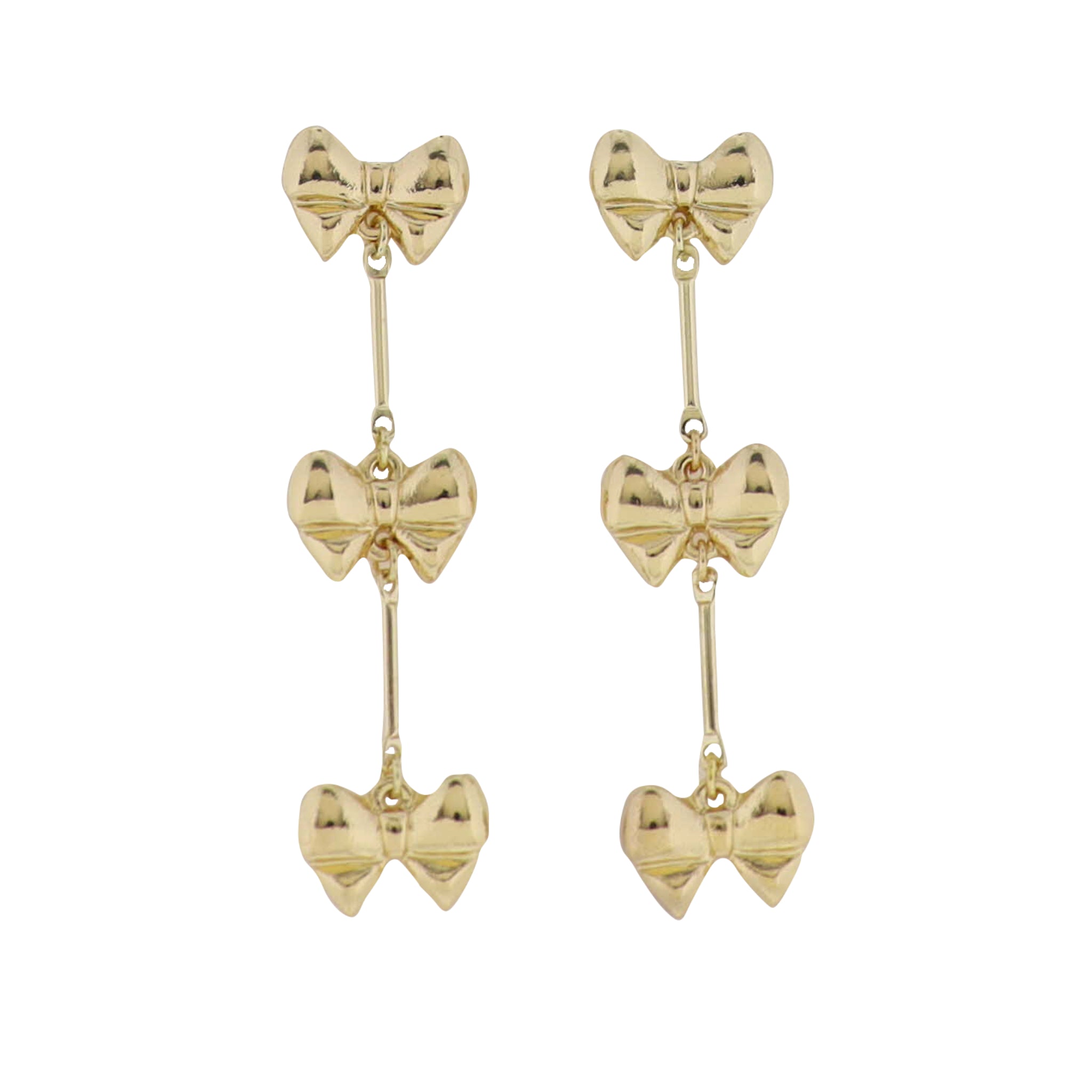 Gold Dangling Bows Earring