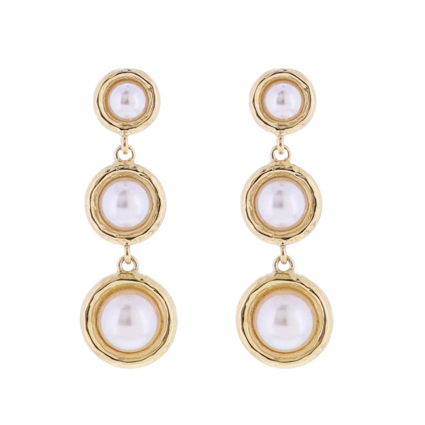 Pearl, Gold Descending Circles Earring