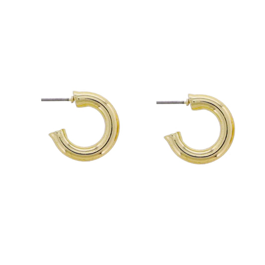 Gold Tubular Huggie Earring