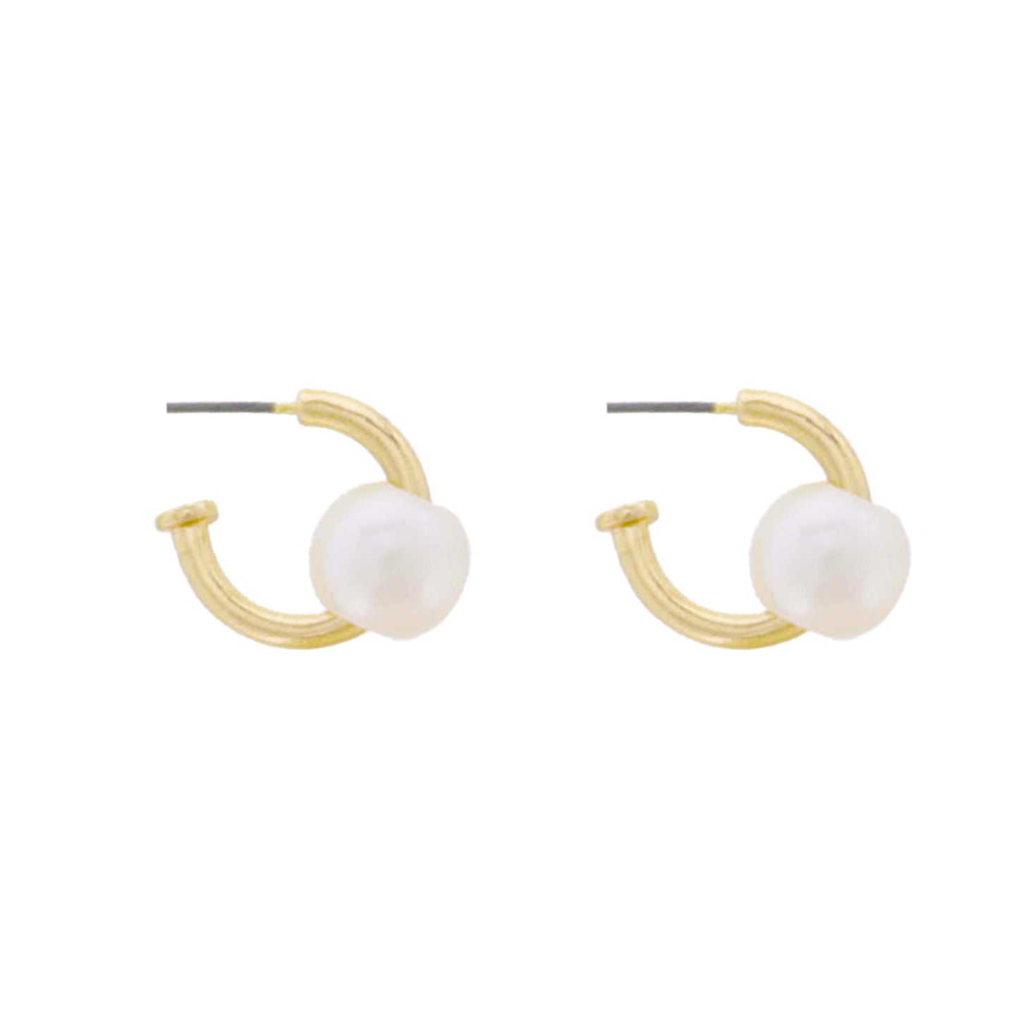 Gold Huggie Earring with Pearl