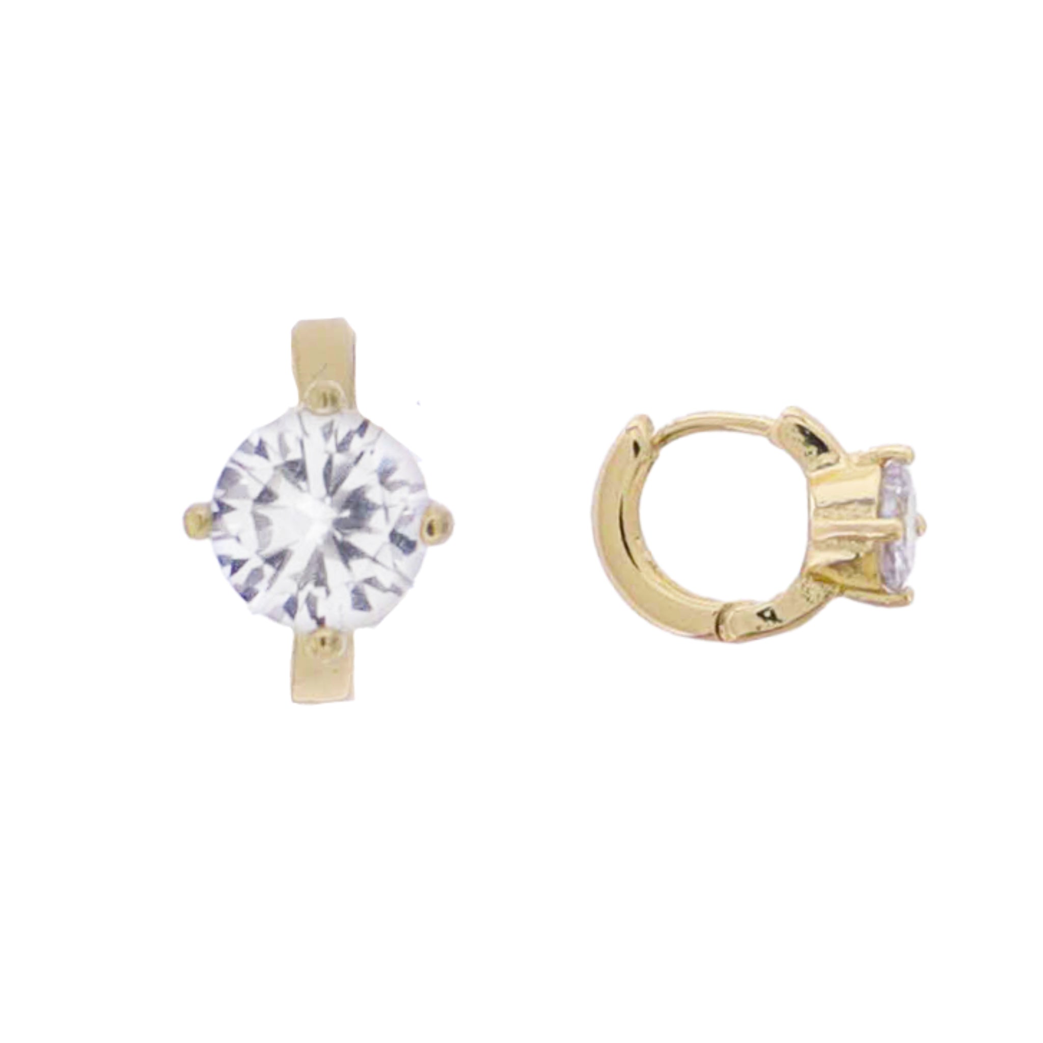 Gold Huggie Earring with Large Crystal