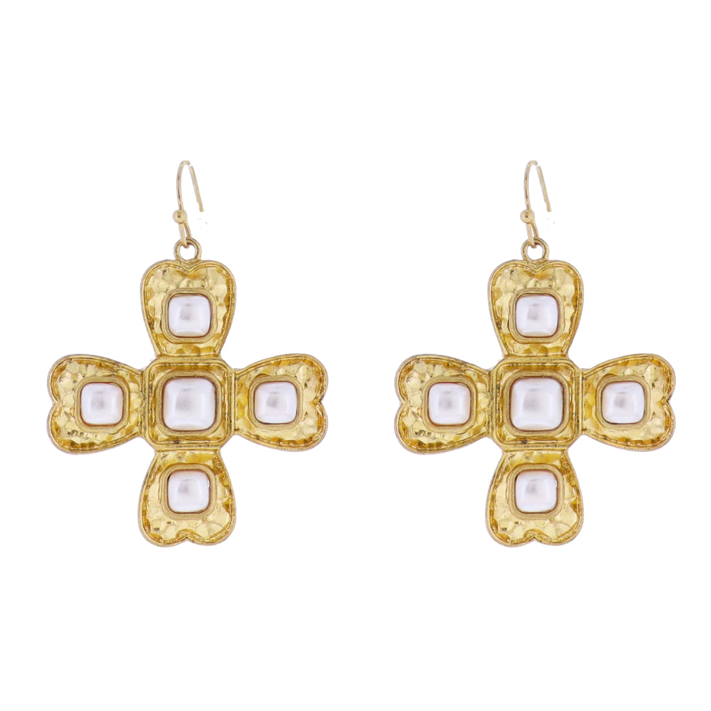 Artisan Cross Earring with Pearl Accents
