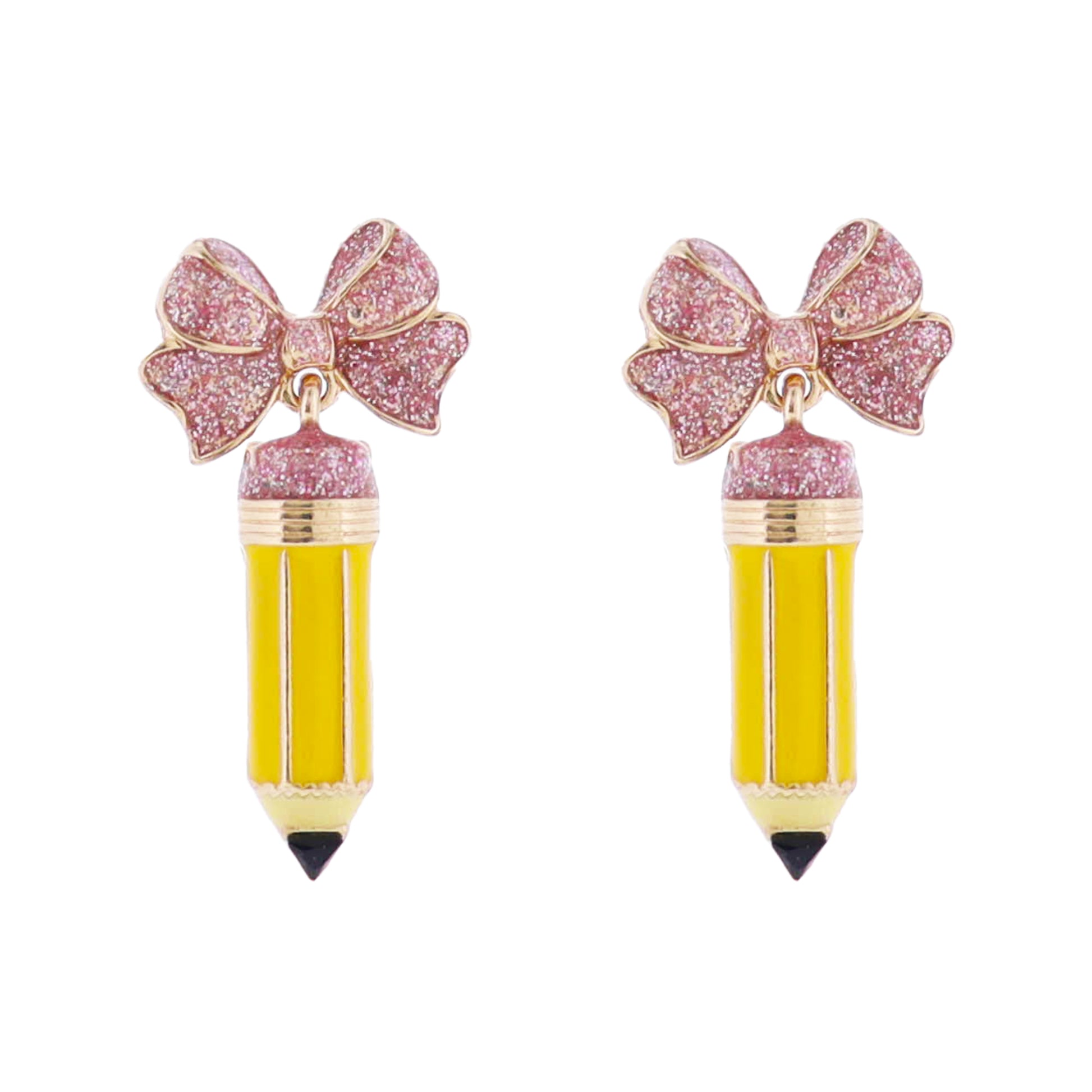 Bow Post Earring with Yellow Pencil