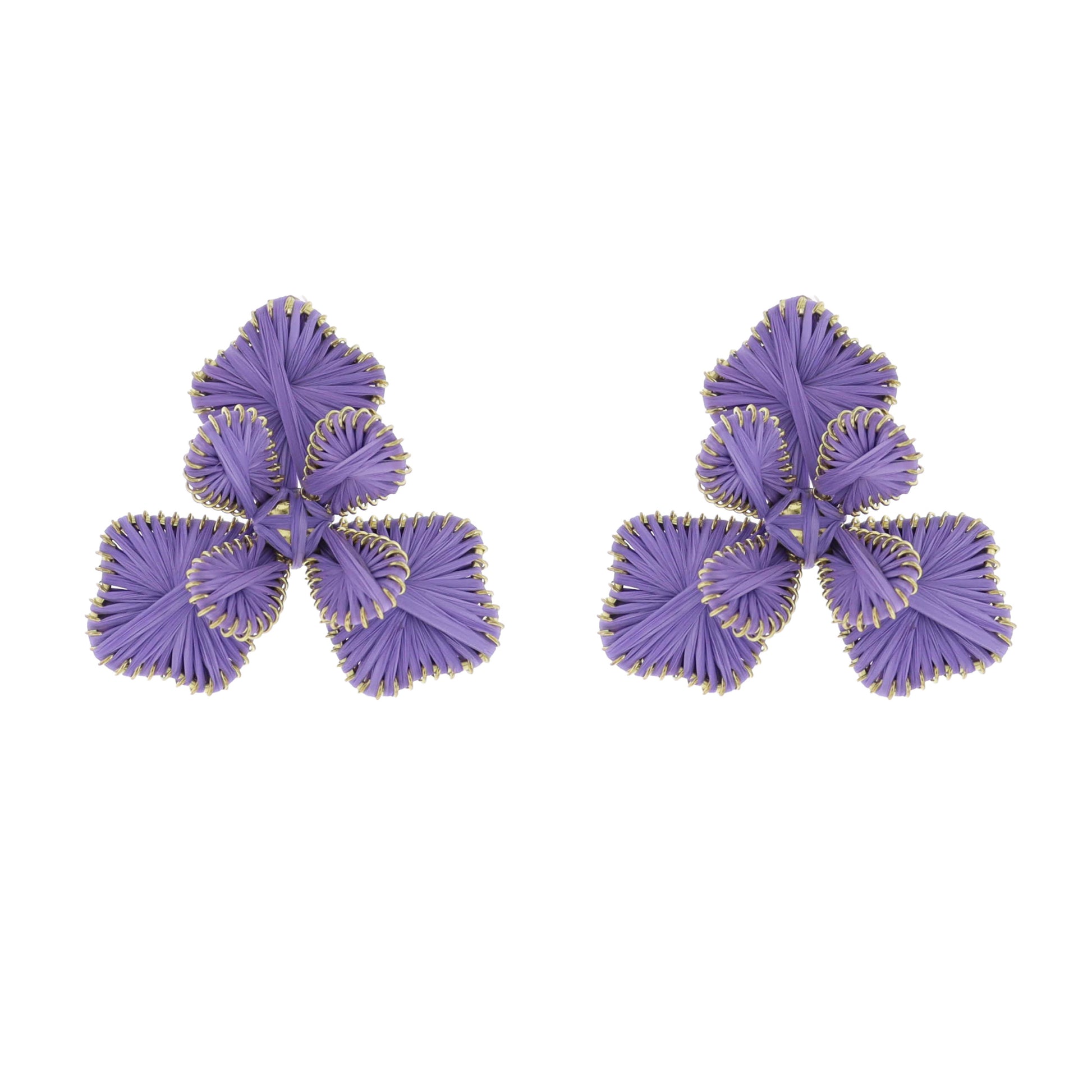Lavender Raffia Flower Earring