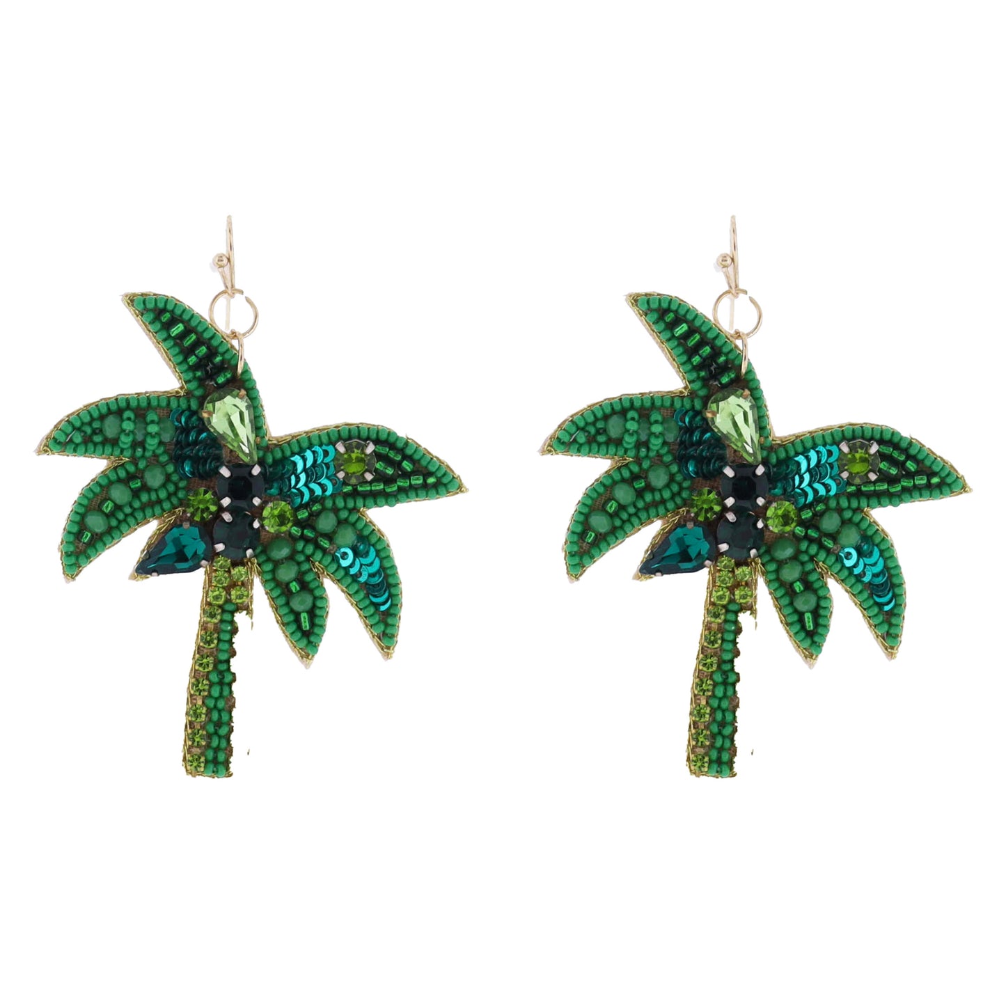Green, Lime Beaded Palm Tree Earring