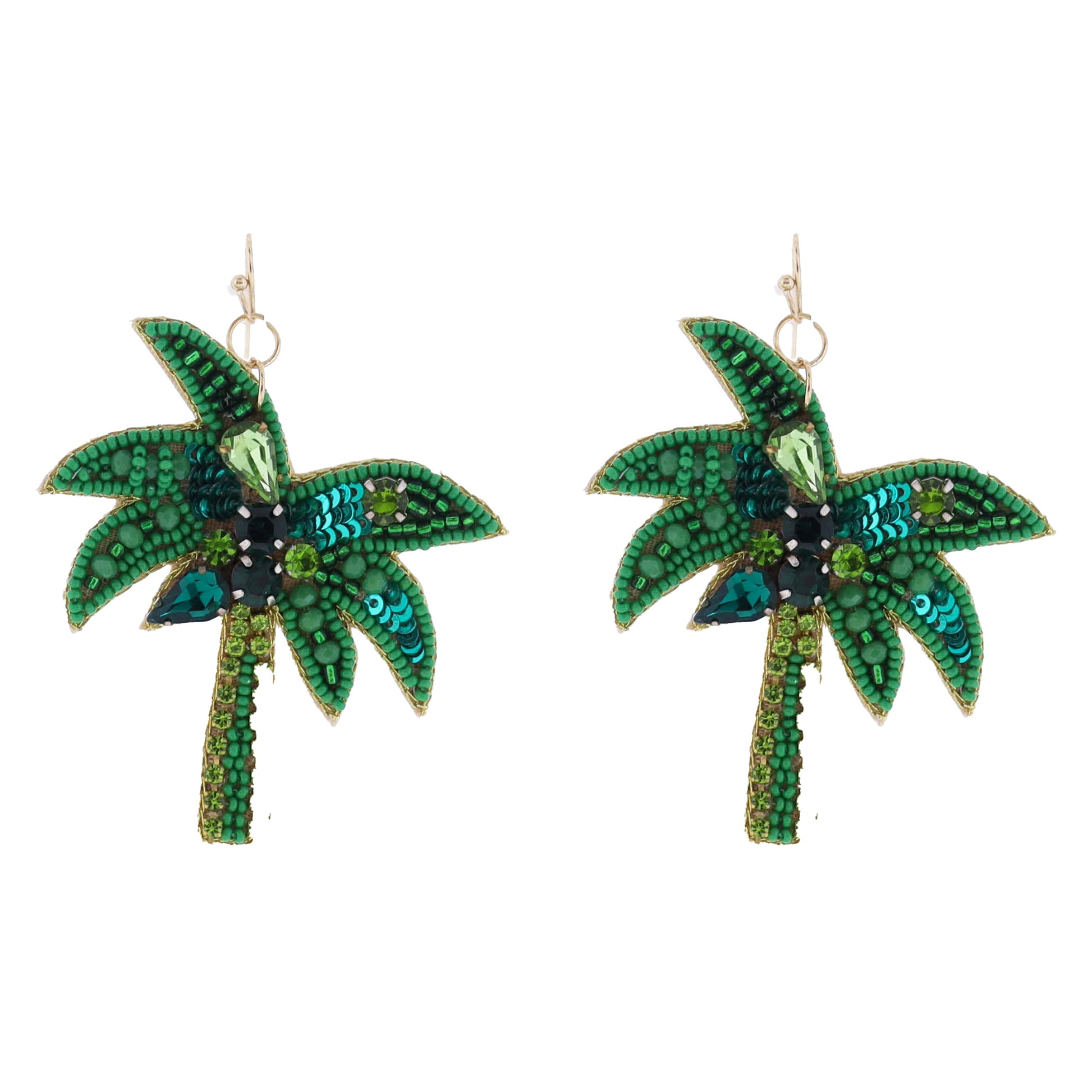 Green, Lime Beaded Palm Tree Earring