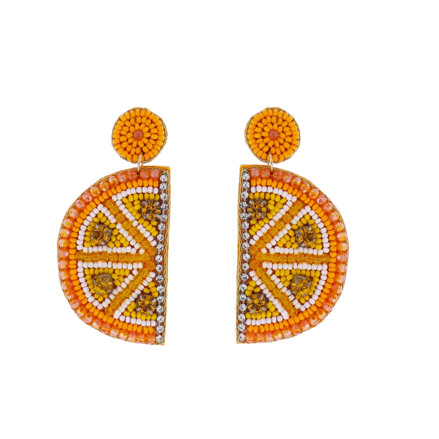 Orange, White Beaded Orange Earring