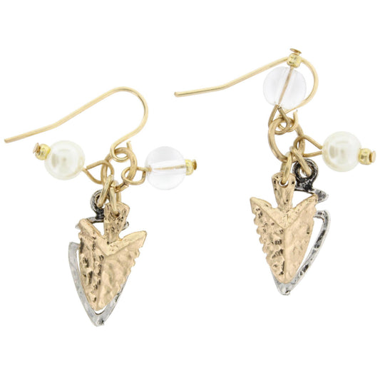 2-Tone Arrowhead with Charm Cluster Earring