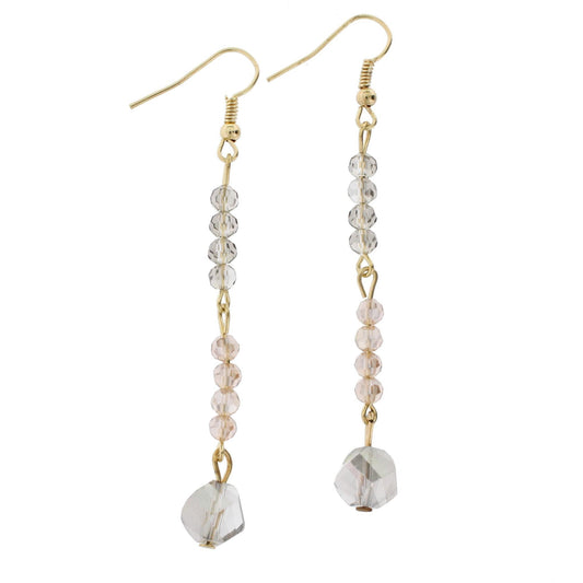 Black Diamond Beaded Gold Linked Dangle Earring
