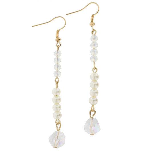 Ivory Beaded Gold Linked Dangle Earring