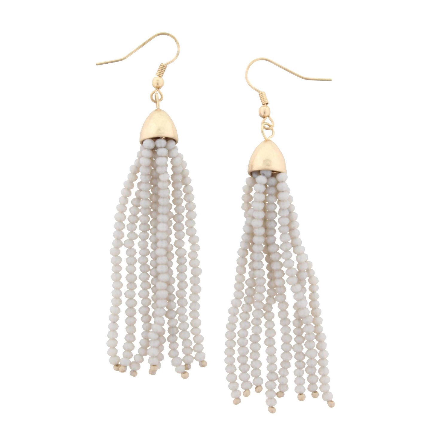 Grey Beaded Tassel Earring