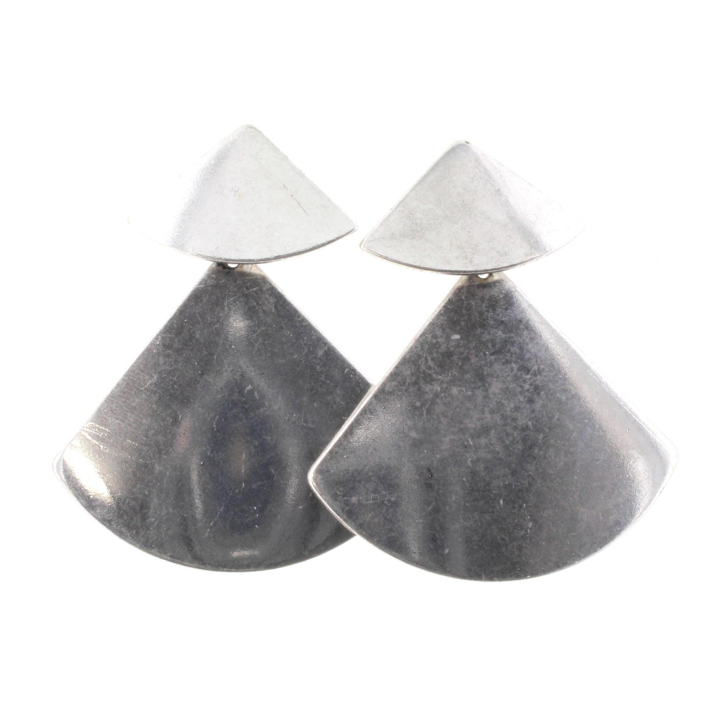 Silver 2 Layer Triangle Stud Dangle Earring