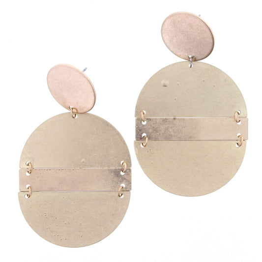 Gold Circle with Hinged Oval Earring