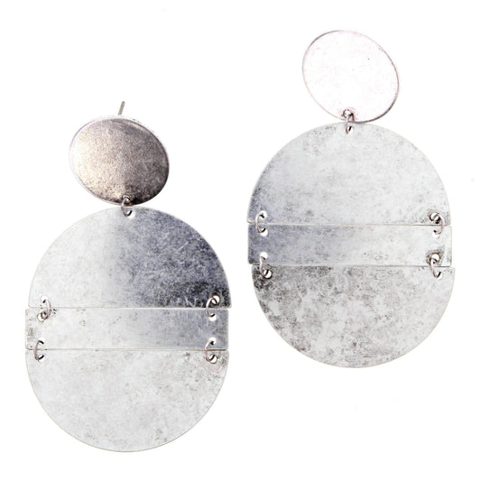 Silver Circle with Hinged Oval Earring
