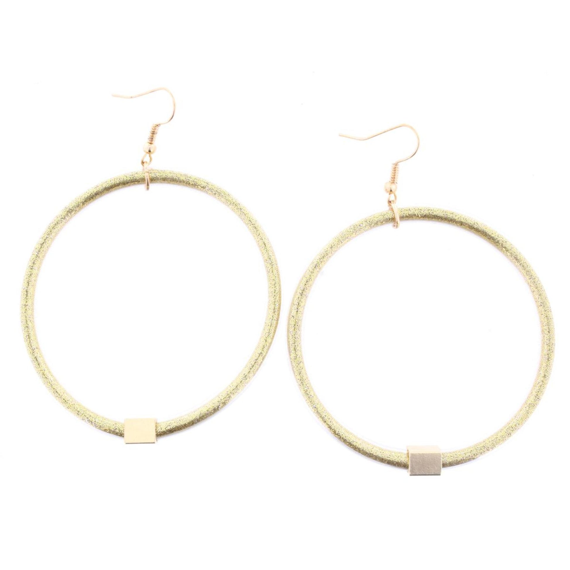Gold Glitter with Gold Station Hoop Earring