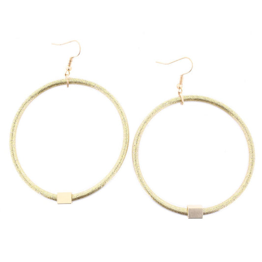 Gold Glitter with Gold Station Hoop Earring