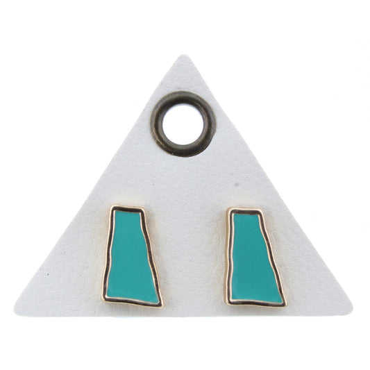 Teal Trapezoid Stud Earring