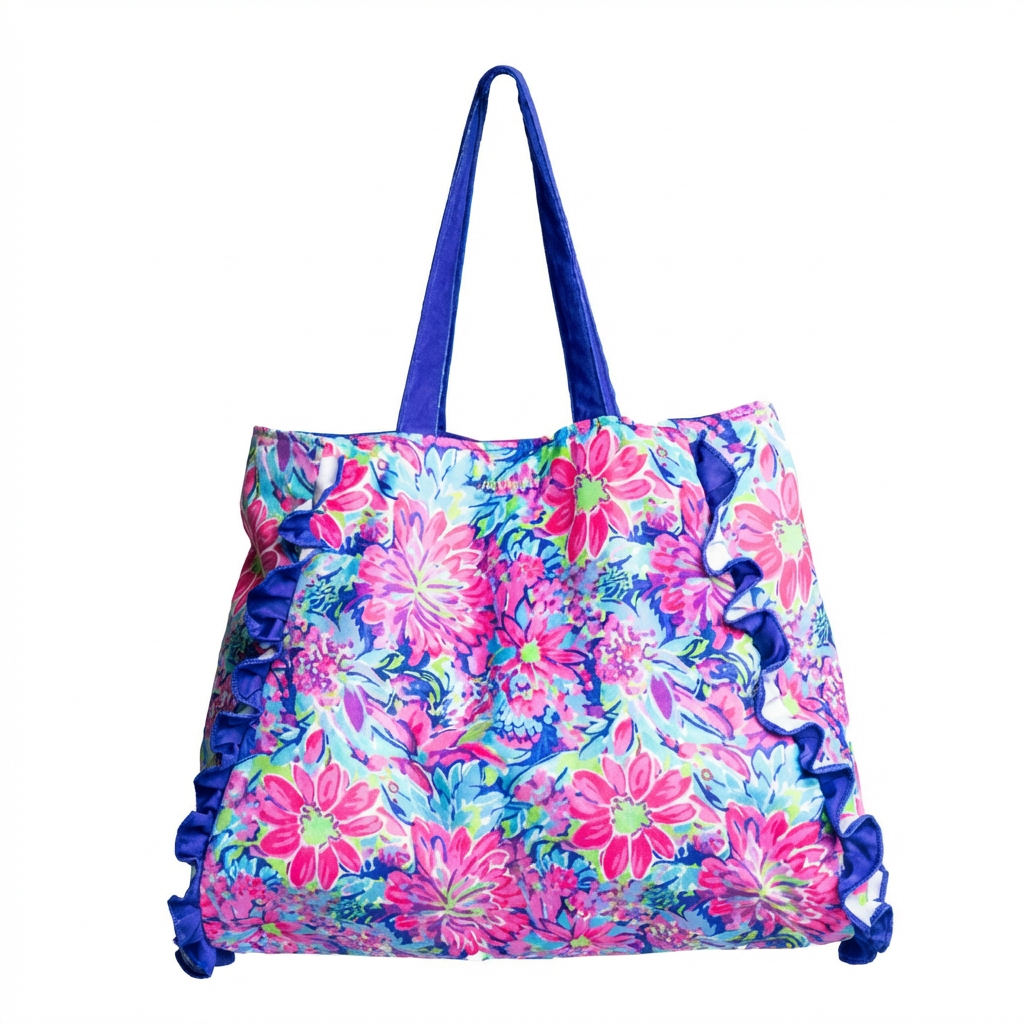 Daring Floral Tote - Viscose Velvet Shoulder Bag