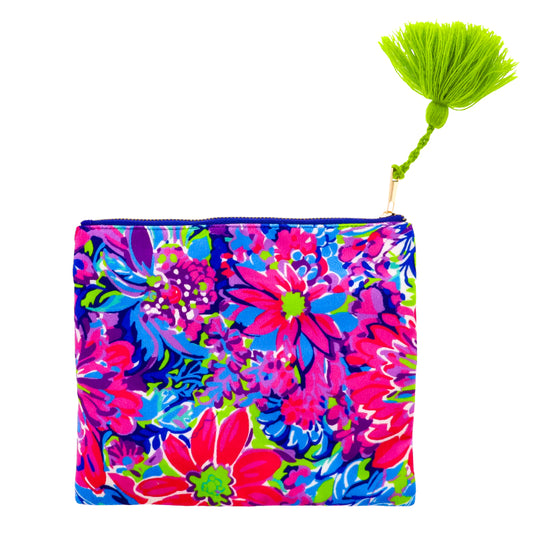 Tiger & Floral Dual Zipper Pouch